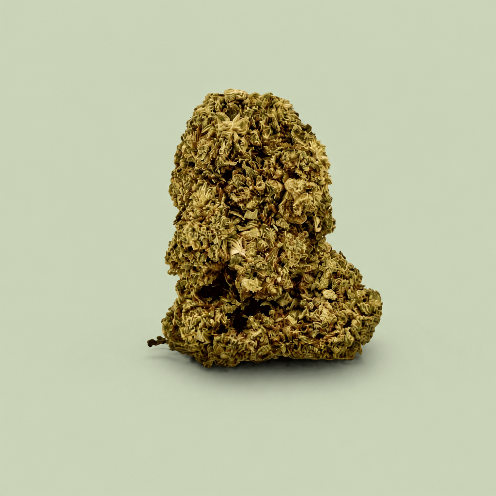 Fleur de CBD Cali Dream sur fond vert sauge