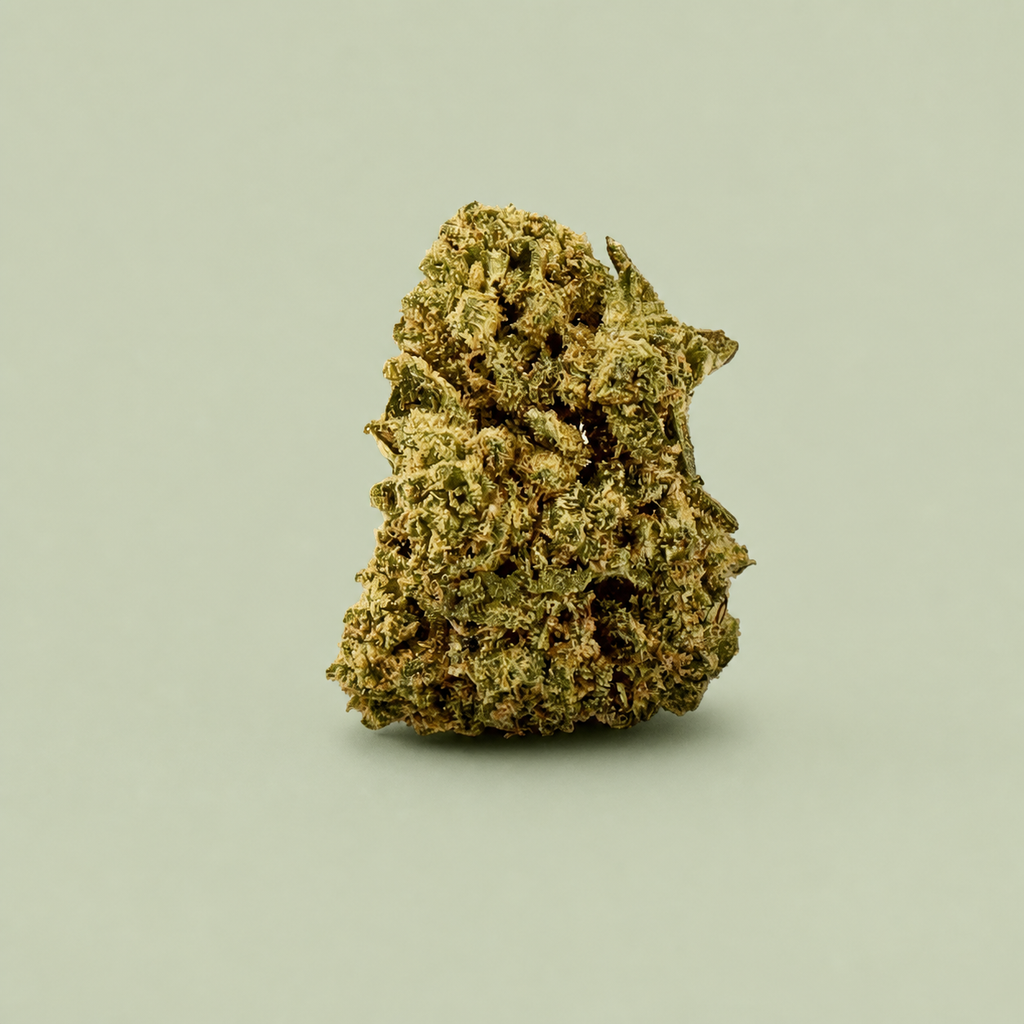 Fleur de CBD Cali Grape sur fond vert sauge